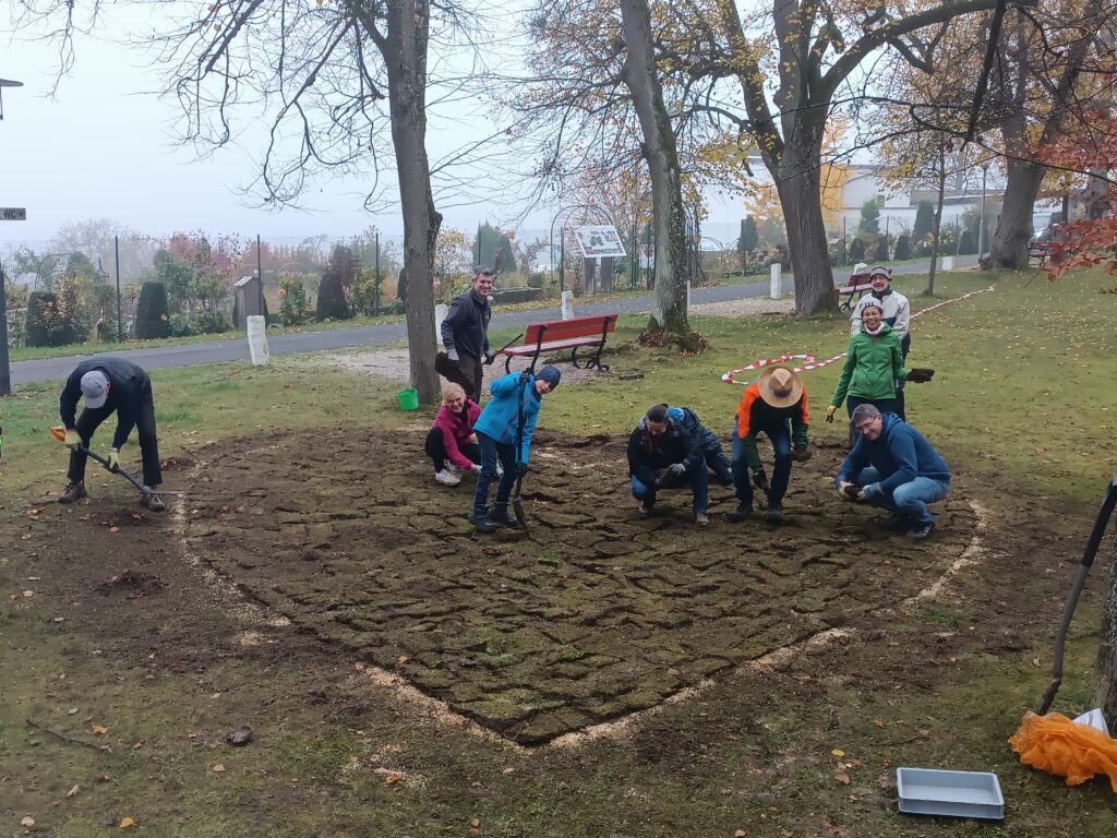 Mitglieder des Imkervereins beim pflanzen der Krokusse